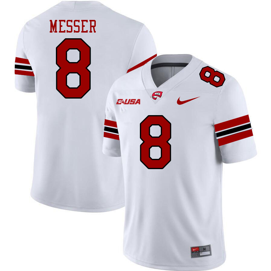 Western Kentucky Hilltoppers #8 Easton Messer College Football Jerseys Stitched Sale-White